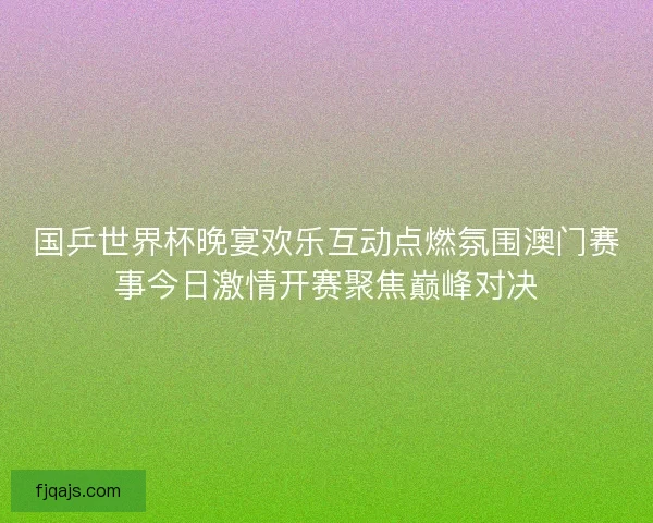 国乒世界杯晚宴欢乐互动点燃氛围澳门赛事今日激情开赛聚焦巅峰对决